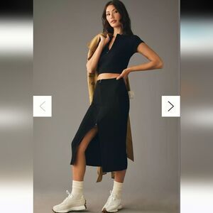 Daily Practice By Anthropologie Ribbed Knit Midi Skirt Black Size XS